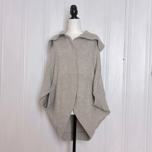Light Beige Convertible Turtleneck Poncho Sweater/cardigan